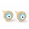 Enamel Evil Eye Stud Earrings with Clear Cubic Zirconia KK-E033-02G-2