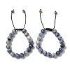 10mm Round Natural Blue Spot Jasper Braided Bead Bracelets BJEW-C067-01C-15-1