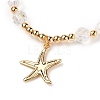 Brass Starfish Charm Bracelets BJEW-JB05571-03-3