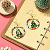 Glass Seed Beaded Ring with Lampwork Christmas Tree Dangle Earrings EJEW-TA00231-7