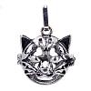 Rack Plating Brass Cage Hollow Kitten Pendants KK-S751-003AS-1