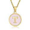 Natural Shell Initial Letter Pendant Necklace LE4192-2-1