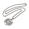 Non-Tarnish Flat Round with Demon Seal Pendant Necklaces LS-NJEW-C044-03P-2