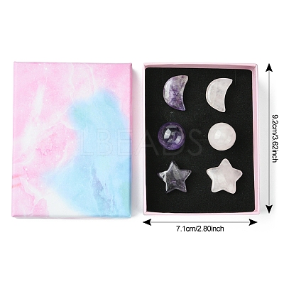 Natural Gemstone Healing Moon & Star & Round Ornaments AJEW-FS0001-12B-1