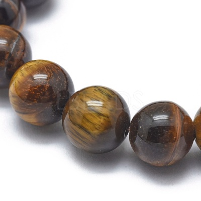 Natural Tiger Eye Bead Stretch Bracelets X-BJEW-K212-A-028-1