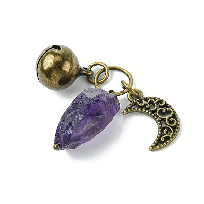 Natural Amethyst Pet Collar Charms HJEW-PH01731-1
