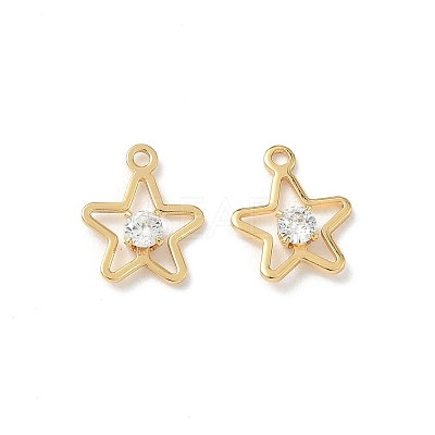 Brass Micro Pave Cubic Zirconia Pendants KK-Z136-38G-1