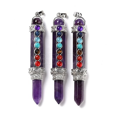 Chakra Theme Natural Amethyst Big Pendants G-I322-06P-01-1