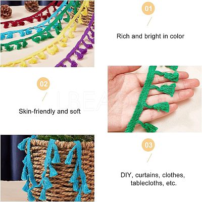 5 Rolls 5 Colors Cotton Tassel Ribbons OCOR-CA0001-13-1