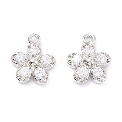 Rack Plating Brass Cubic Zirconia Charms X-ZIRC-C026-12P-1