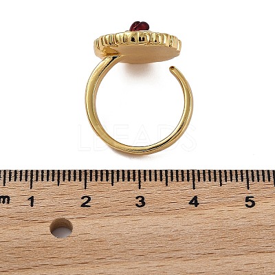 Flower Pattern Brass Enamel & Natural Freshwater Pearl Open Cuff Rings for Women RJEW-G342-01G-02-1