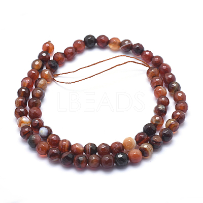Natural Striped Agate/Banded Agate Beads G-J371-07-6mm-1