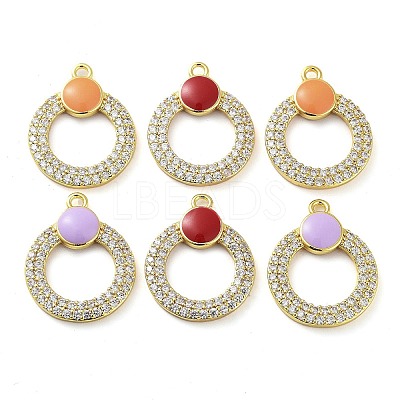 Brass Micro Pave Clear Cubic Zirconia Pendants KK-F871-15G-1