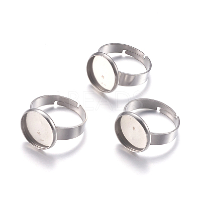 Tarnish Resistant 304 Stainless Steel Pad Ring Settings X-STAS-G173-19P-12mm-1