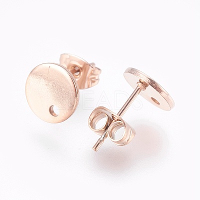Ion Plating(IP) 304 Stainless Steel Stud Earring Findings STAS-G178-01RG-8mm-1
