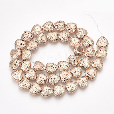 Electroplated Natural Lava Rock Beads Strands X-G-T126-10RG-1