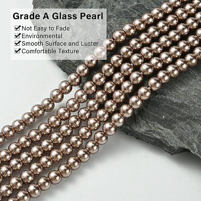 Eco-Friendly Dyed Glass Pearl Bead Strands HY-A008-6mm-RB111-1