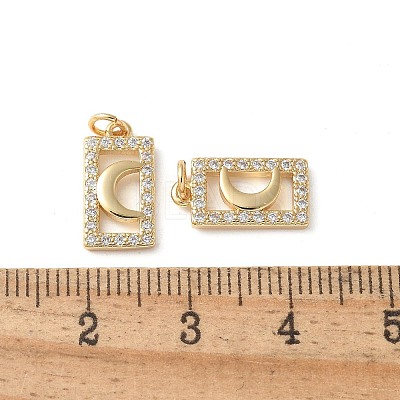 Brass Micro Pave Clear Cubic Zirconia Pendants KK-Q031-32G-01-1