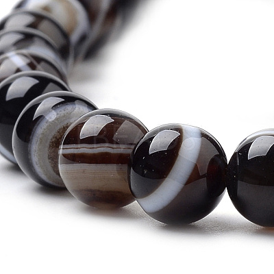 Natural Striped Agate/Banded Agate Beads Strands G-S259-04A-6mm-1