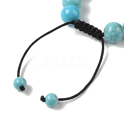 10mm Round Natural Crackle Turquoise  Braided Bead Bracelets BJEW-C067-01C-10-1