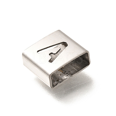 Letter Style 304 Stainless Steel Square Slide Charms STAS-L132-13A-1