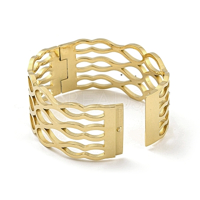 304 Stainless Steel Pave Crystal Rhinestone Hollow Out Hinged Bangles for Women BJEW-D044-07C-G-1
