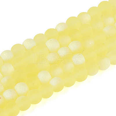 Frosted Transparent Glass Beads Strands GLAA-T032-T4mm-MBB12-1