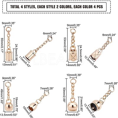 32Pcs 8 Style Alloy Curb Chain Extender FIND-WR0003-33-1