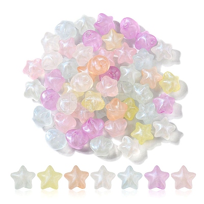 Rainbow Iridescent Plating Acrylic Beads CACR-YW0001-07-1