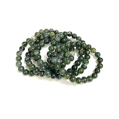 Natural Moss Agate Beads Stretch Bracelets X-BJEW-F380-01-B15-1