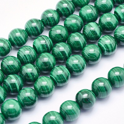 Natural Malachite Beads Strands G-O166-06-8mm-1