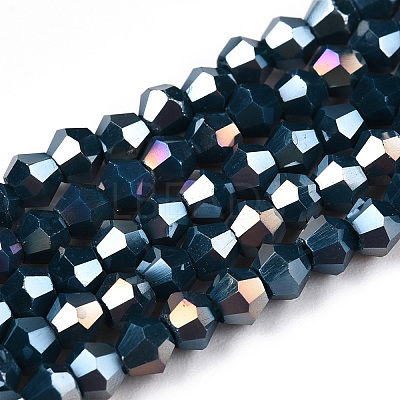 Opaque Solid Color Electroplate Glass Beads Strands X-EGLA-A039-P2mm-B09-1