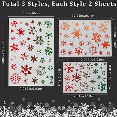 6Pcs 3 Styles Christmas Theme Plastic Hollow Out Drawing Painting Stencils Templates DIY-GF0009-92-1