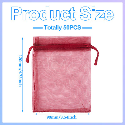 50Pcs Organza Bags Jewellery Storage Pouches Wedding Favour Party Mesh Drawstring Gift OP-TA0001-16D-1