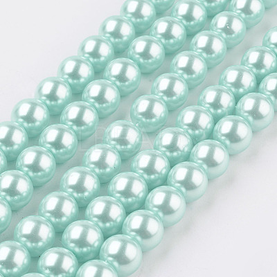 Eco-Friendly Dyed Glass Pearl Round Beads Strands HY-A002-10mm-RB034N-1