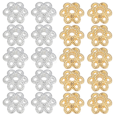 400Pcs 2 Colors Alloy Bead Caps FIND-PA0001-09-1