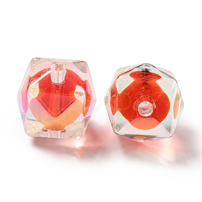 Two Tone UV Plating Rainbow Iridescent Acrylic Beads TACR-D010-02F-1