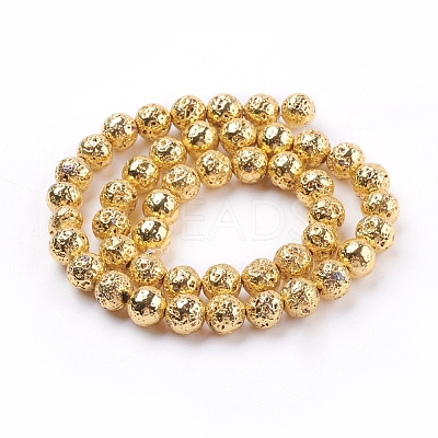 Electroplated Natural Lava Rock Bead Strands G-E429-01-8mm-G-1