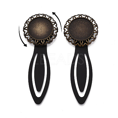 Alloy & Iron Bookmark Cabochon Settings PALLOY-N184-07AB-1