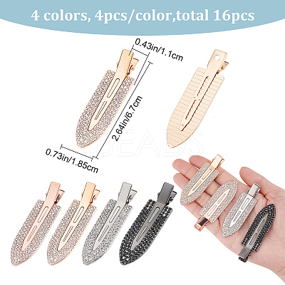 16Pcs 4 Colors Surfboard Shaped Alloy Rhinestone Alligator Hair Clips PHAR-CP0001-10-1