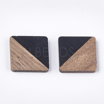 Resin & Walnut Wood Cabochons X-RESI-S358-A-90D-1