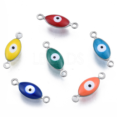 304 Stainless Steel Enamel Connector Charms STAS-N092-179-1