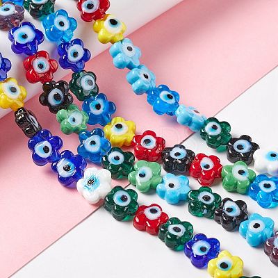 Handmade Evil Eye Lampwork Beads Strands LAMP-F024-03B-1