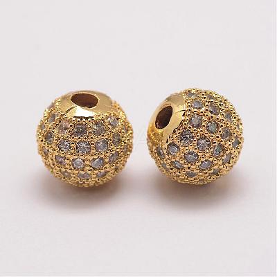Brass Micro Pave Cubic Zirconia Beads ZIRC-E110-07G-1