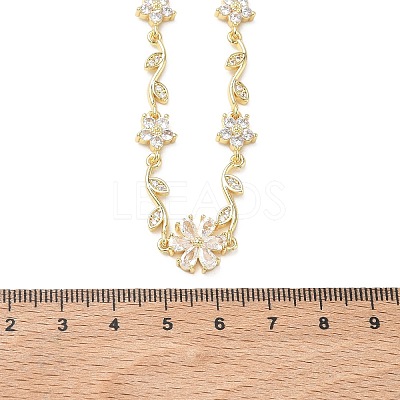 Brass Pave Cubic Zirconia Flower Pendant Necklaces NJEW-C121-04D-01G-1