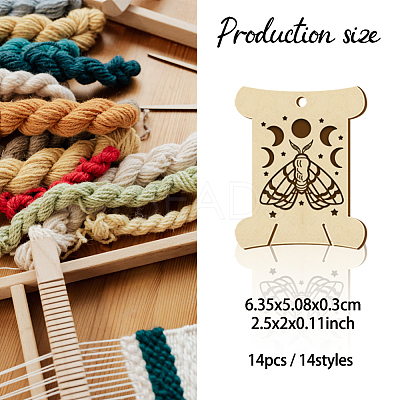 14Pcs 14 Style Plywood Thread Winding Boards WOOD-WH0060-06-1