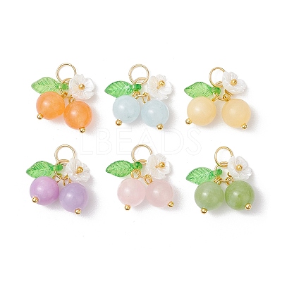 6Pcs 6 Colors Natural Malaysia Jade & White Jade & Topaz Jade & Green Jade & Yellow Jade Pendants PALLOY-JF03252-1