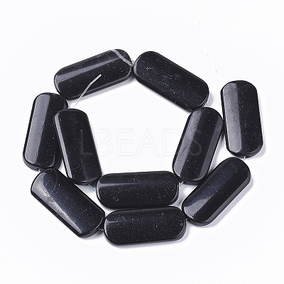 Natural Black Stone Beads Strands X-G-S364-025-1