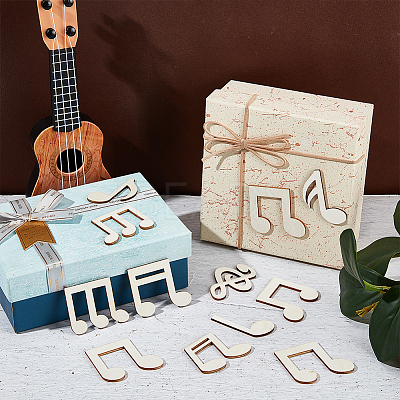 100Pcs Musical Note Unfinished Wood Cutouts WOOD-WH0025-95-1