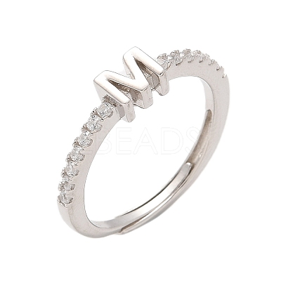 S925 Sterling Silver Adjustable Letter Rings for Women RJEW-M068-01P-M-1